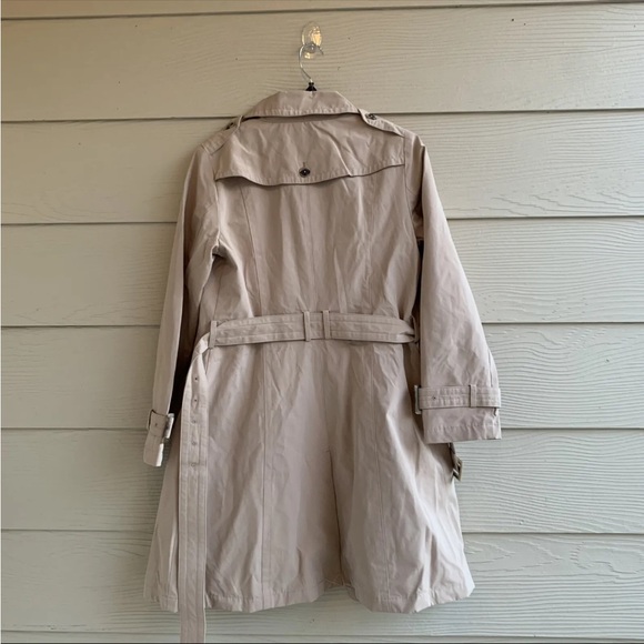 NEW Pendleton Beige Trench Coat Jacket size Small Plaid Lining Belted Buttons - Picture 8 of 12